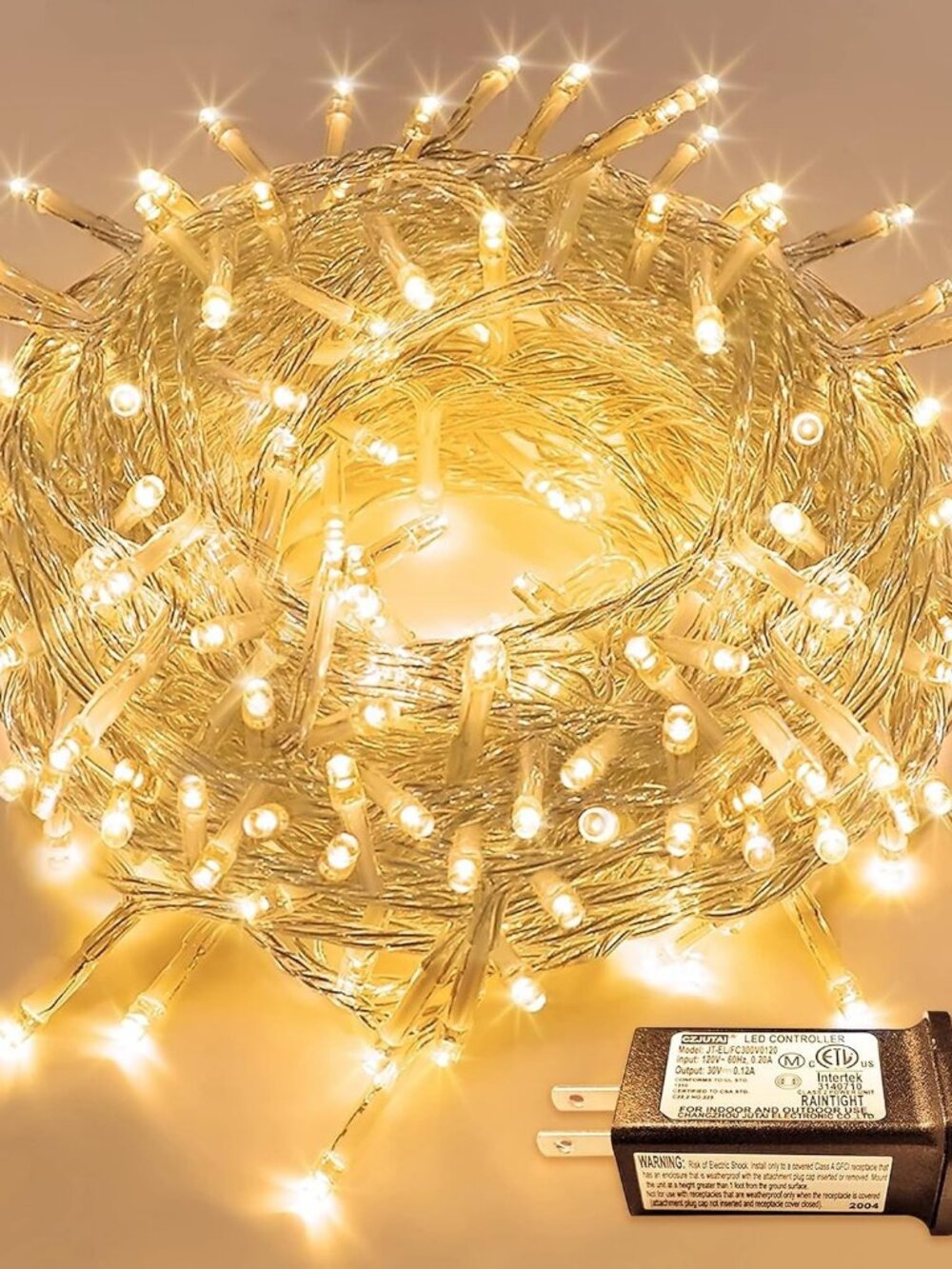 Warm White Christmas Lights for Bedroom, 300 LED String Lights Indoor Outdoor Wa